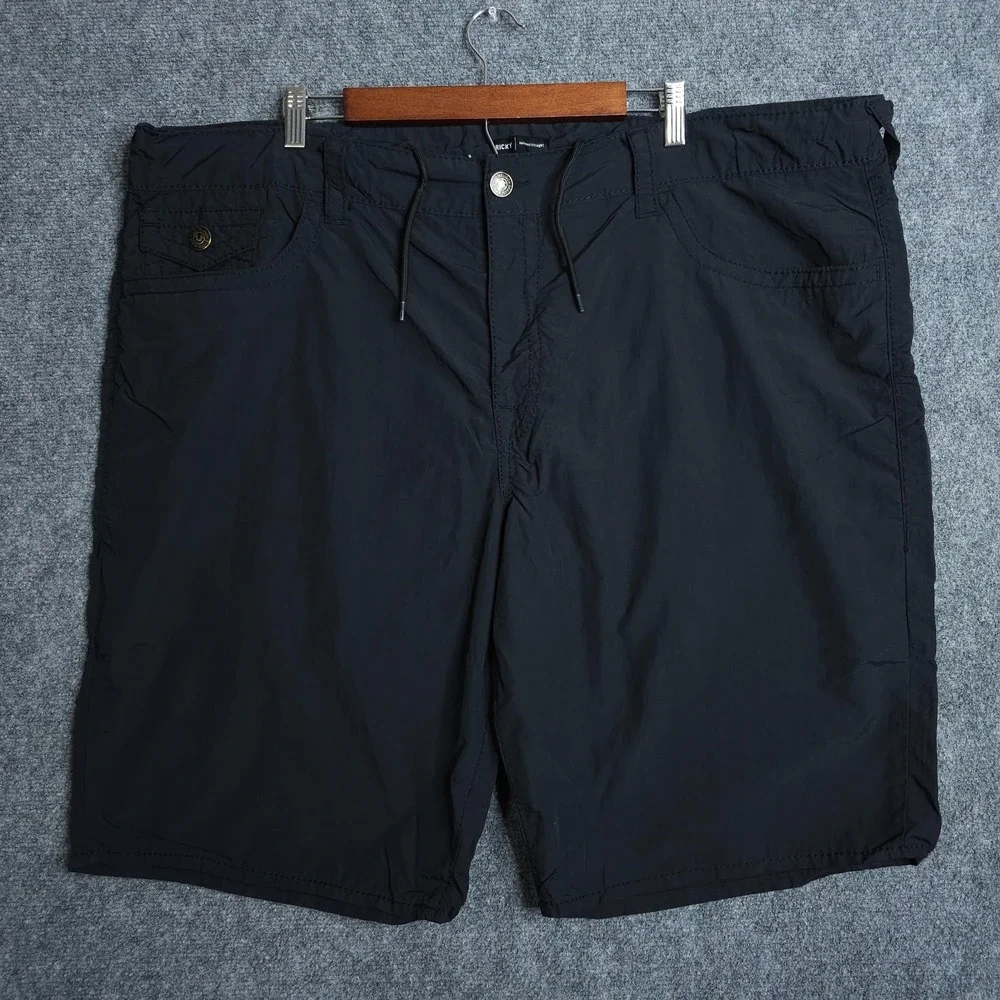 True Religion Big T Ricky Swim Board Shorts Mens 44 Black Relaxed Straight Surf